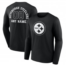 Pittsburgh Steelers Black Personalized Name & Number Monochrome Long Sleeve T-Shirt Pittsburgh Steelers Black Personalized Name & Number Monochrome Long Sleeve T-Shirt