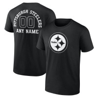 Pittsburgh Steelers Black Personalized Name & Number Monochrome T-Shirt
