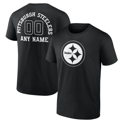 Pittsburgh Steelers Black Personalized Name & Number Monochrome T-Shirt