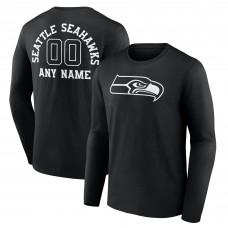 Seattle Seahawks Black Personalized Name & Number Monochrome Long Sleeve T-Shirt