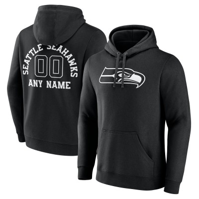 Seattle Seahawks Black Personalized Name & Number Pullover Hoodie