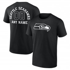 Seattle Seahawks Black Personalized Name & Number Monochrome T-Shirt