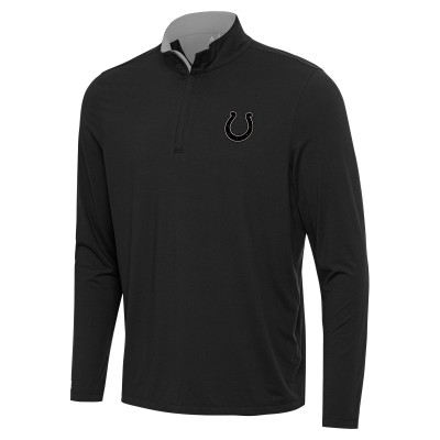 Indianapolis Colts Antigua Black Content Quarter-Zip Pullover Top