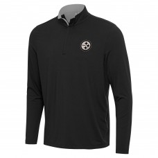 Pittsburgh Steelers Antigua Black Content Quarter-Zip Pullover Top