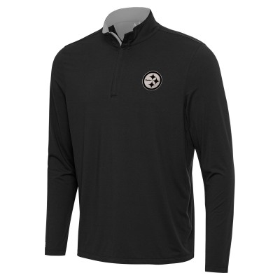 Pittsburgh Steelers Antigua Black Content Quarter-Zip Pullover Top