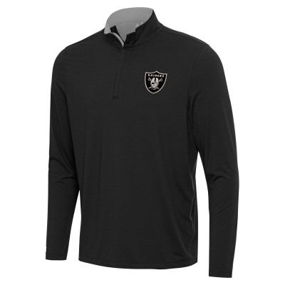 Las Vegas Raiders Antigua Black Content Quarter-Zip Pullover Top