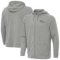 Denver Broncos Antigua Heather Gray Effortless Full-Zip Hoodie Jacket