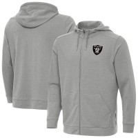 Las Vegas Raiders Antigua Heather Gray Effortless Full-Zip Hoodie Jacket