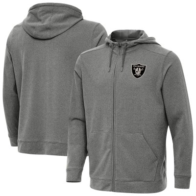 Las Vegas Raiders Antigua Heather Black Effortless Full-Zip Hoodie Jacket
