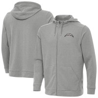 Los Angeles Chargers Antigua Heather Gray Effortless Full-Zip Hoodie Jacket