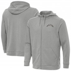 Los Angeles Chargers Antigua Heather Gray Effortless Full-Zip Hoodie Jacket