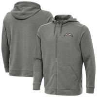 Los Angeles Chargers Antigua Heather Black Effortless Full-Zip Hoodie Jacket
