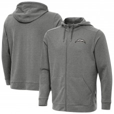 Los Angeles Chargers Antigua Heather Black Effortless Full-Zip Hoodie Jacket