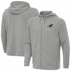 Miami Dolphins Antigua Heather Gray Effortless Full-Zip Hoodie Jacket