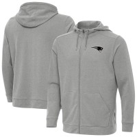 New England Patriots Antigua Heather Gray Effortless Full-Zip Hoodie Jacket
