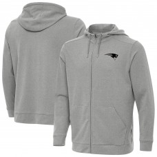 New England Patriots Antigua Heather Gray Effortless Full-Zip Hoodie Jacket