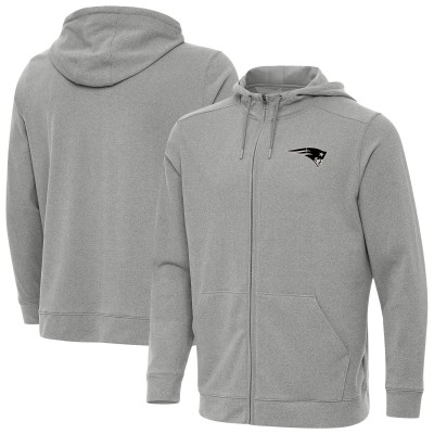 New England Patriots Antigua Heather Gray Effortless Full-Zip Hoodie Jacket