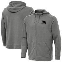 New York Giants Antigua Heather Black Effortless Full-Zip Hoodie Jacket