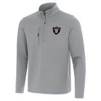 Las Vegas Raiders Antigua Gray Insider Quarter-Zip Jacket