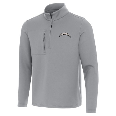Los Angeles Chargers Antigua Gray Insider Quarter-Zip Jacket