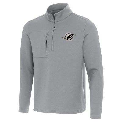 Miami Dolphins Antigua Gray Insider Quarter-Zip Jacket