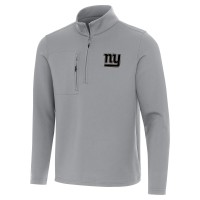 New York Giants Antigua Gray Insider Quarter-Zip Jacket