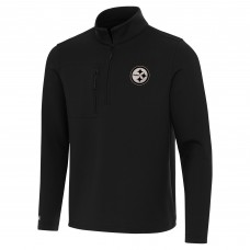 Pittsburgh Steelers Antigua Black Insider Quarter-Zip Jacket