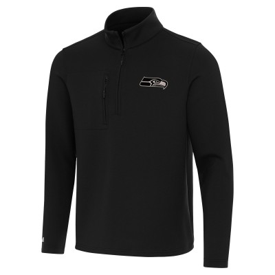 Seattle Seahawks Antigua Black Insider Quarter-Zip Jacket