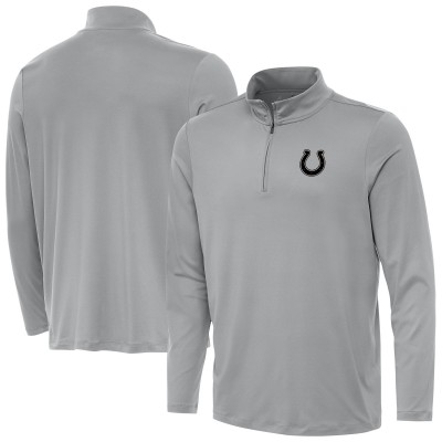 Indianapolis Colts Antigua Gray Reprocess Quarter-Zip Top