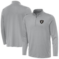 Las Vegas Raiders Antigua Gray Reprocess Quarter-Zip Top