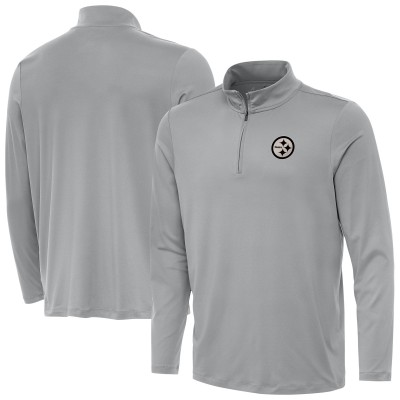 Pittsburgh Steelers Antigua Gray Reprocess Quarter-Zip Top