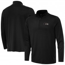 Seattle Seahawks Antigua Black Reprocess Quarter-Zip Top