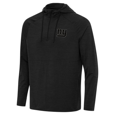 New York Giants Antigua Heather Black Spikes Raglan Quarter-Zip Hoodie