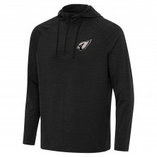 Arizona Cardinals Antigua Heather Black Spikes Raglan Quarter-Zip Hoodie