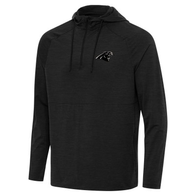 Толстовка Carolina Panthers Antigua Heather Black Spikes Raglan Quarter-Zip
