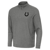 Indianapolis Colts Antigua Heather Black Subtle Quarter-Zip Top