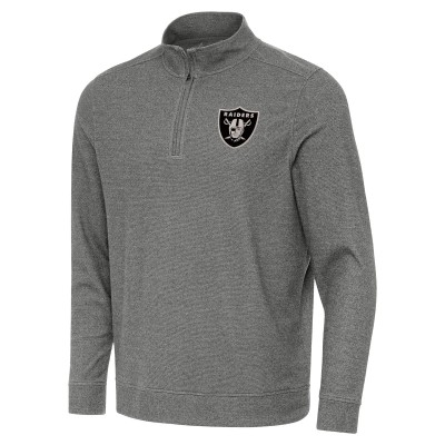 Las Vegas Raiders Antigua Heather Black Subtle Quarter-Zip Top
