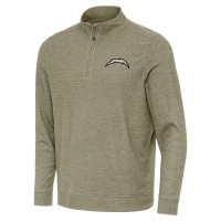 Los Angeles Chargers Antigua Heather Olive Subtle Quarter-Zip Top