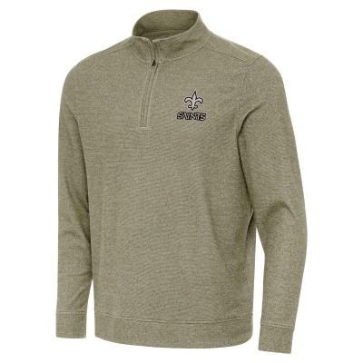New Orleans Saints Antigua Heather Olive Subtle Quarter-Zip Top
