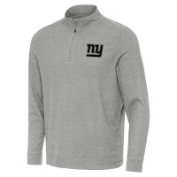 New York Giants Antigua Heather Gray Subtle Quarter-Zip Top