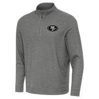 San Francisco 49ers Antigua Heather Black Subtle Quarter-Zip Top