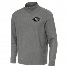 San Francisco 49ers Antigua Heather Black Subtle Quarter-Zip Top