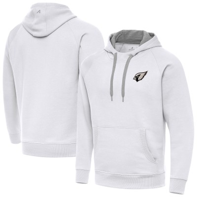 Arizona Cardinals Antigua White Brushed Carbon Victory Pullover Hoodie