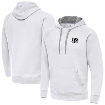 Cincinnati Bengals Antigua White Brushed Carbon Victory Pullover Hoodie