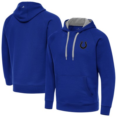 Indianapolis Colts Antigua Royal Brushed Carbon Victory Pullover Hoodie