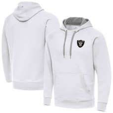 Las Vegas Raiders Antigua White Brushed Carbon Victory Pullover Hoodie