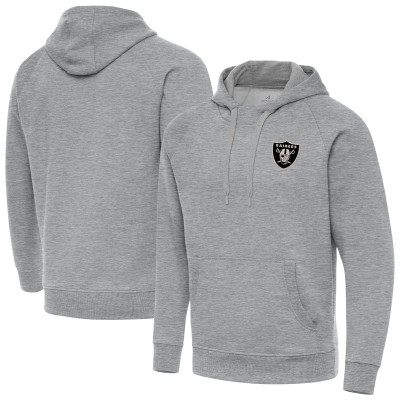 Las Vegas Raiders Antigua Heather Gray Brushed Carbon Victory Pullover Hoodie