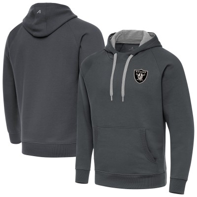 Las Vegas Raiders Antigua Charcoal Brushed Carbon Victory Pullover Hoodie