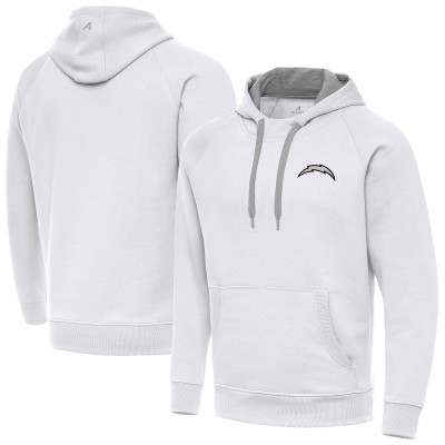 Los Angeles Chargers Antigua White Brushed Carbon Victory Pullover Hoodie