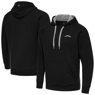 Los Angeles Chargers Antigua Black Brushed Carbon Victory Pullover Hoodie